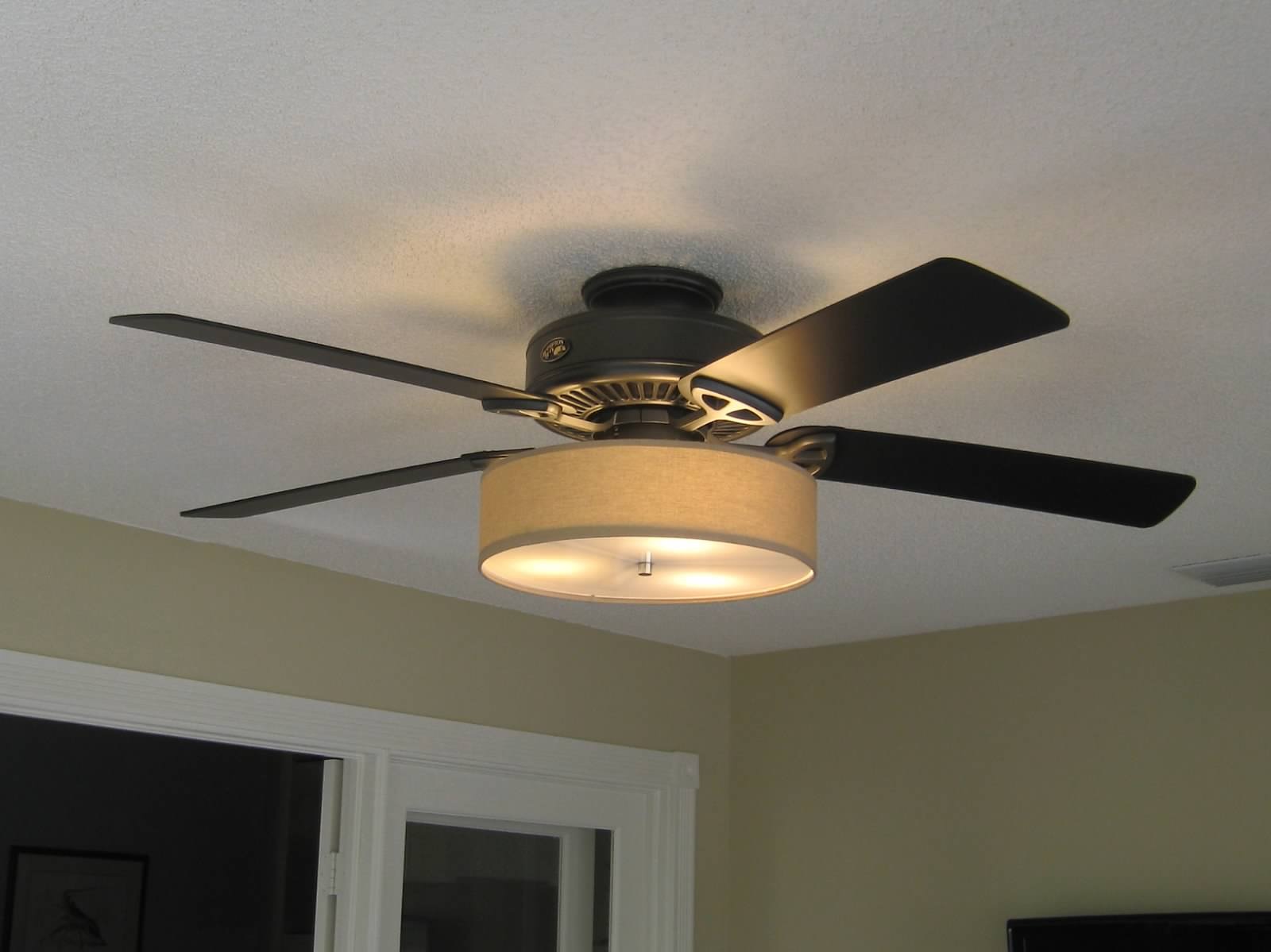 Home / Ceiling Fan Light Kits / Low Profile Linen Drum Shade Light Kit ...