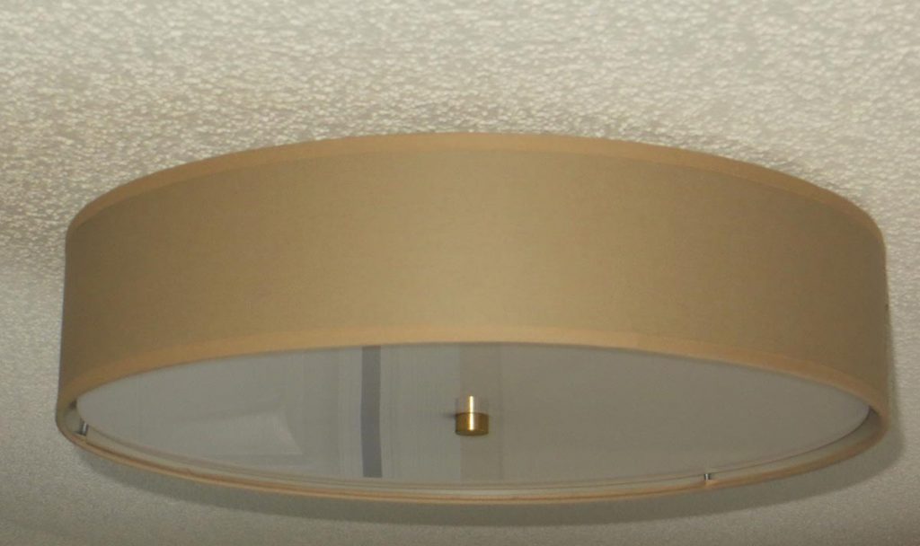 Flush Mount Linen Drum Shade Light Fixture S.T. Lighting LLC.